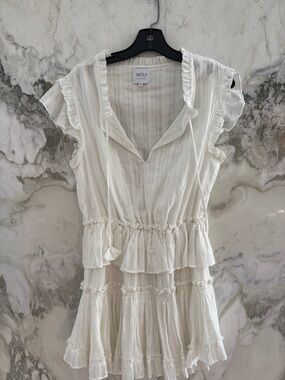 MISA Los Angeles white Ruffle Tiered Mini Dress